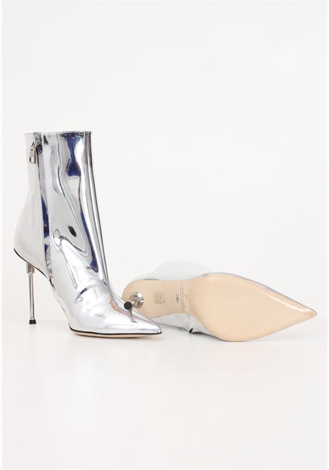 Women's ankle boots in silver mirrored fabric ELISABETTA FRANCHI | SA06L42E2900
